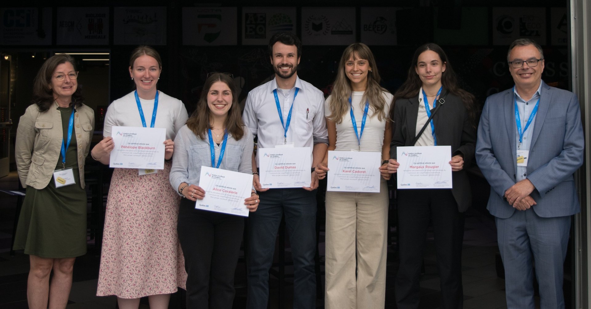 Brigitte Bigué, Pénélope Blackburn, Alice Cavalerie, David Dumas, Karel Cadoret, Margaux Rougier et Jean-Éric Tremblay